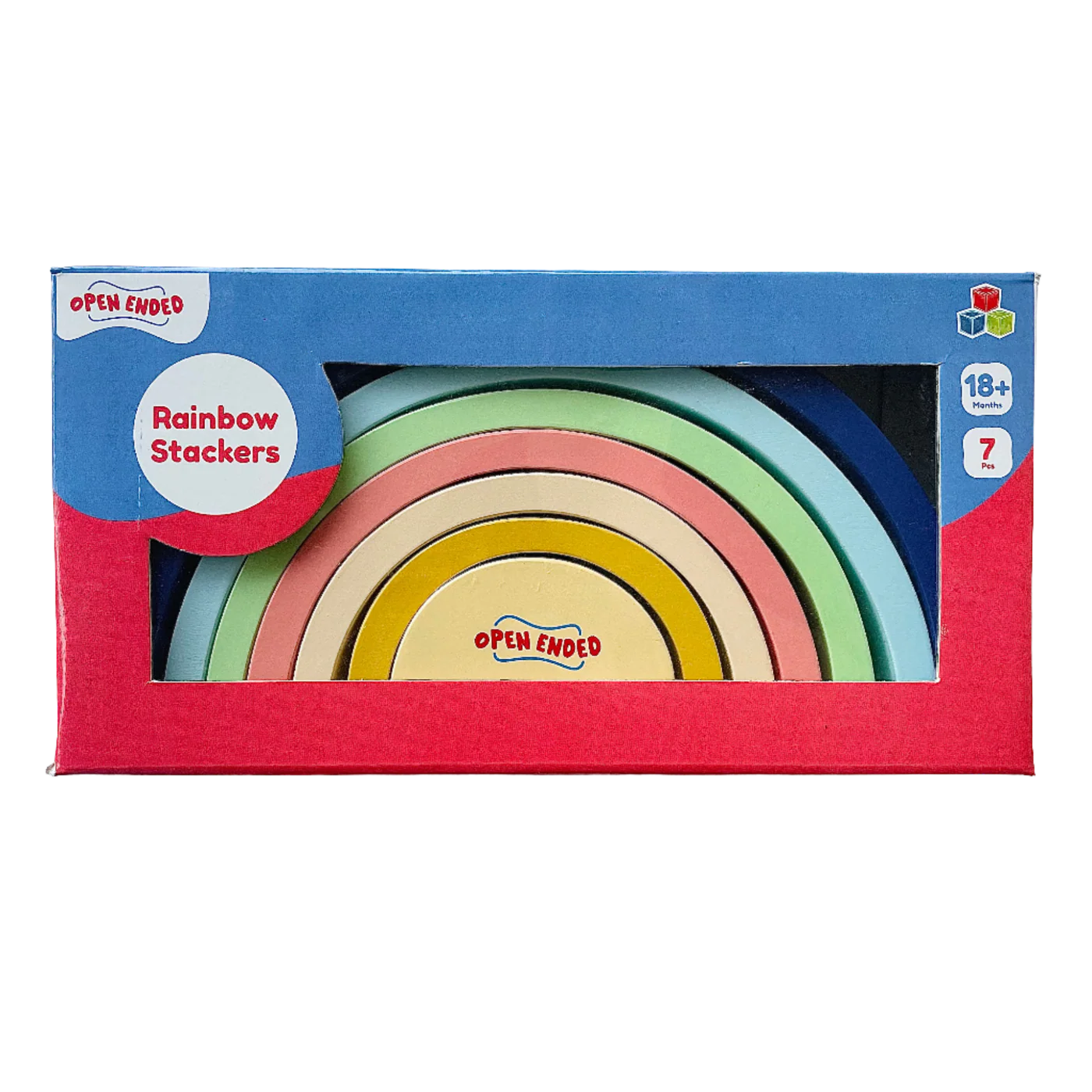 Open Ended Wooden Rainbow Stacker 7 Piece