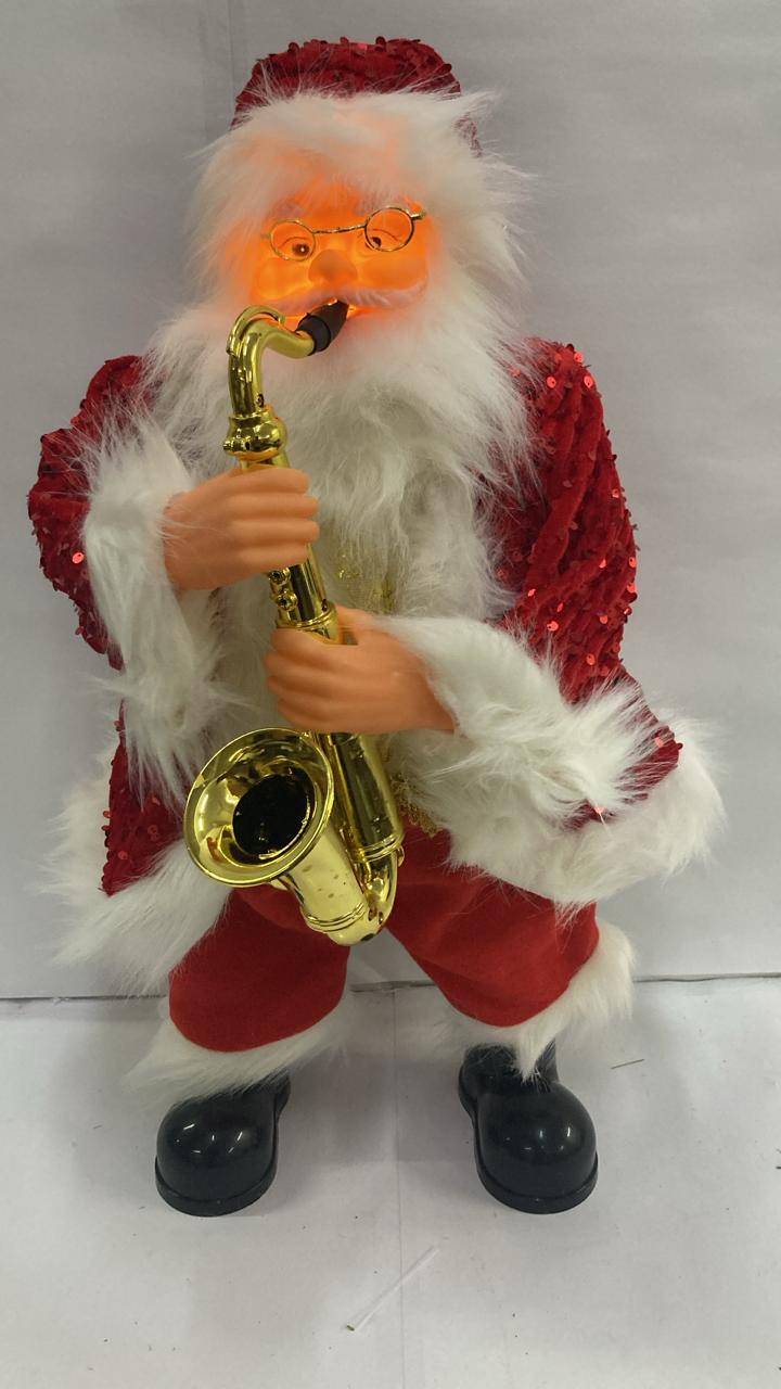 Premium Musical Santa With Motion & Light-Up Face – Saxophone Edition , 2 feet