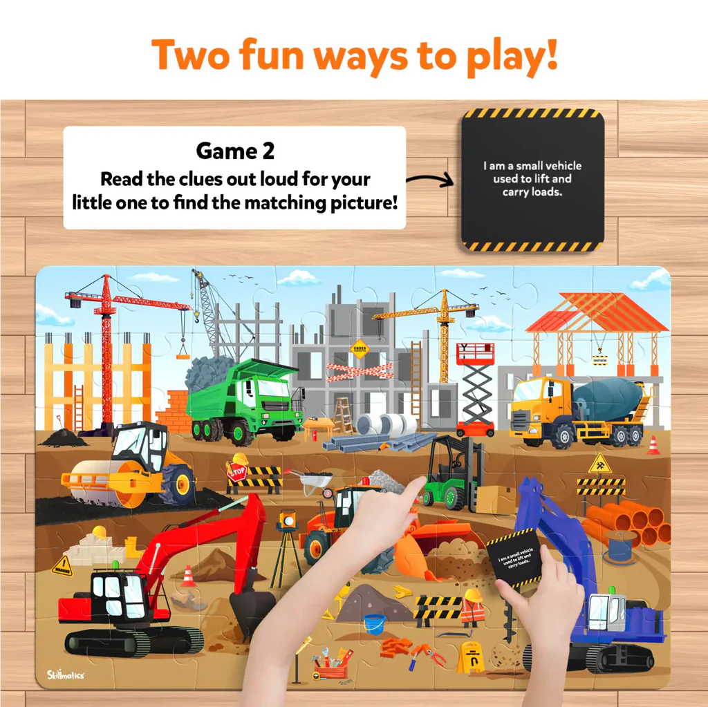 SKILLMATICS Piece & Play: Construction Site | Floor Puzzle & Game (ages 3-7)