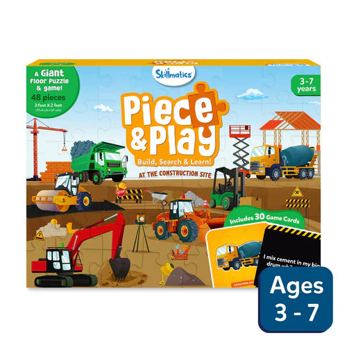 SKILLMATICS Piece & Play: Construction Site | Floor Puzzle & Game (ages 3-7)