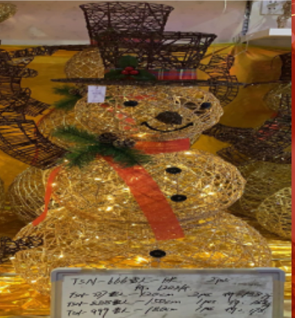 Golden Snowman with lights 4 feet