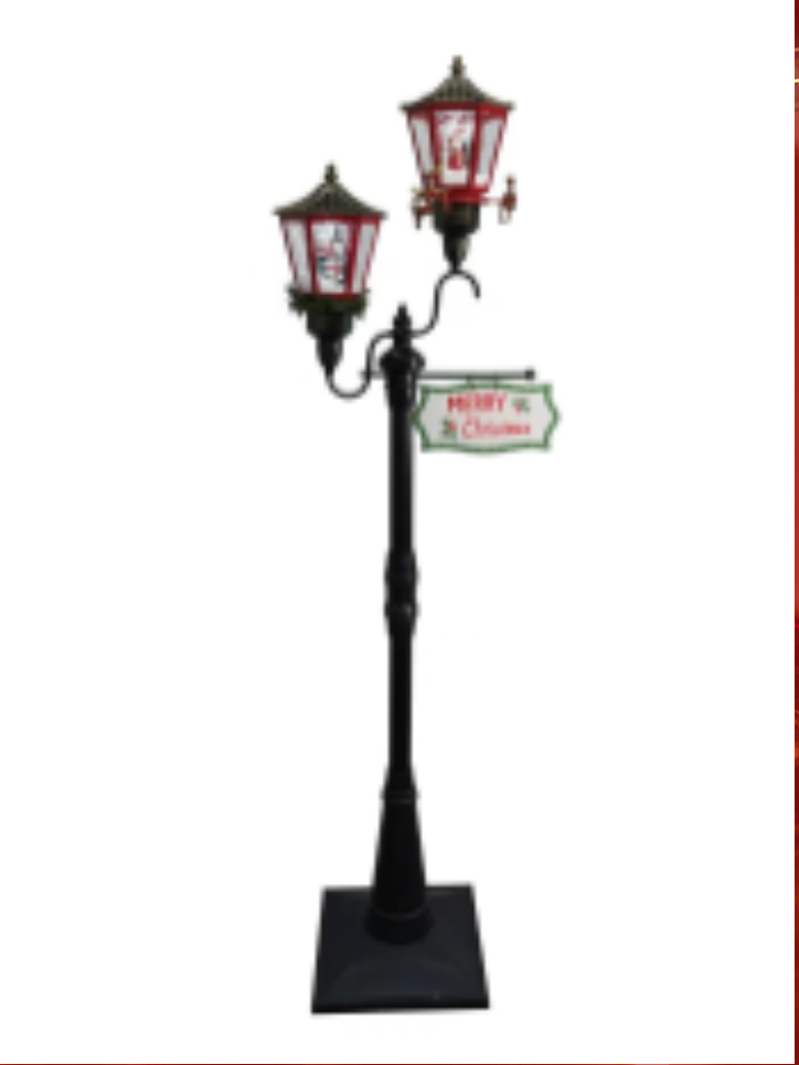 Christmas Double Lamp post with snow effect (6.5 feet)