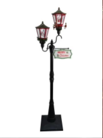 Christmas Double Lamp post with snow effect (6.5 feet)