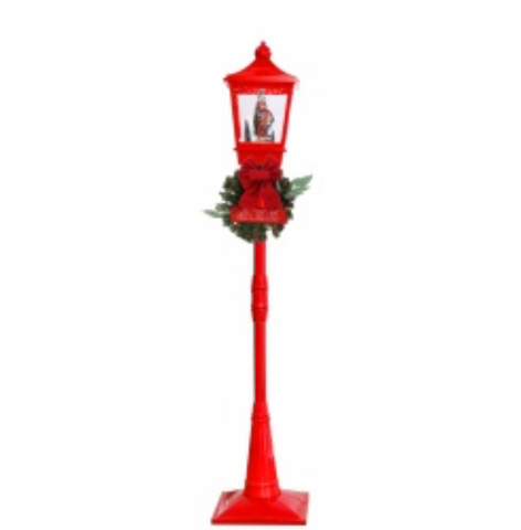 Christmas Lamp post with snow effect (6.5 feet) red