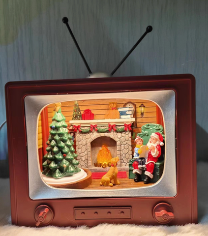Small Christmas Tv Santa and rotating tree (light and music )