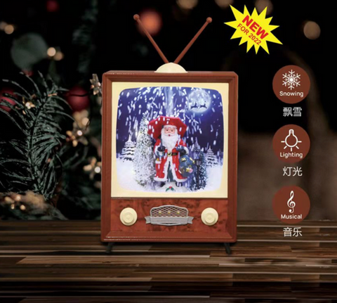 CHRISTMAS VINTAGE TV WITH LIGHT , SOUND AND SNOW EFFECT