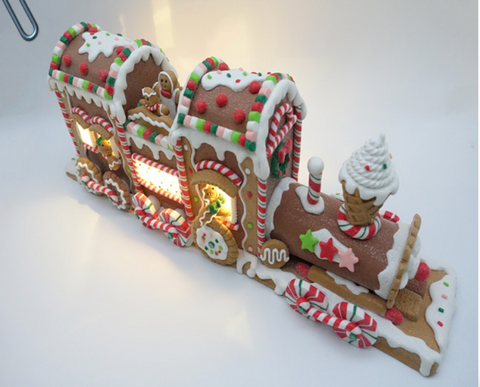Christmas GINGERBREAD TRAIN (19*5*7)INCH with light