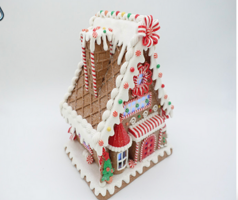Christmas GINGERBREAD HOUSE (7.5*5.6*9.5) INCH with light