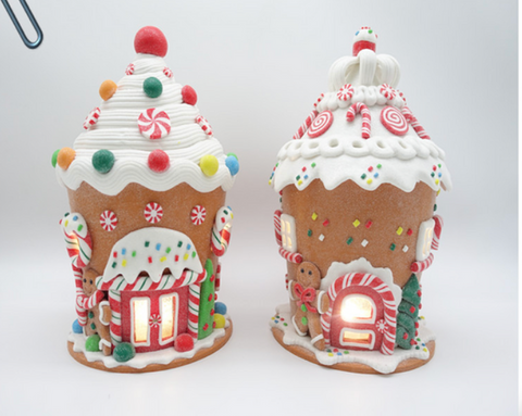 Christmas GINGERBREAD CUPCAKE HOUSE (6.75*9.25) INCH with light