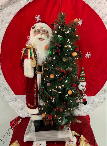 STANDING SANTA WITH CHRISTMAS TREE WITH MOVEMENT & SOUND 30 INCH