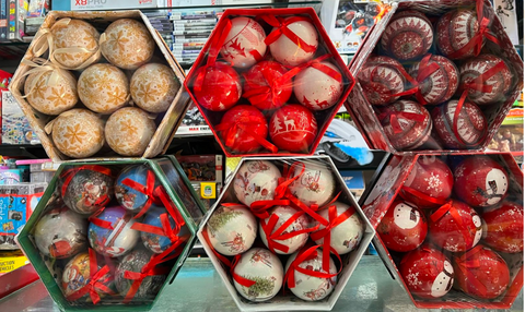 CHRISTMAS BAUBLES - PRINTED 14 PIECES BALL SET
