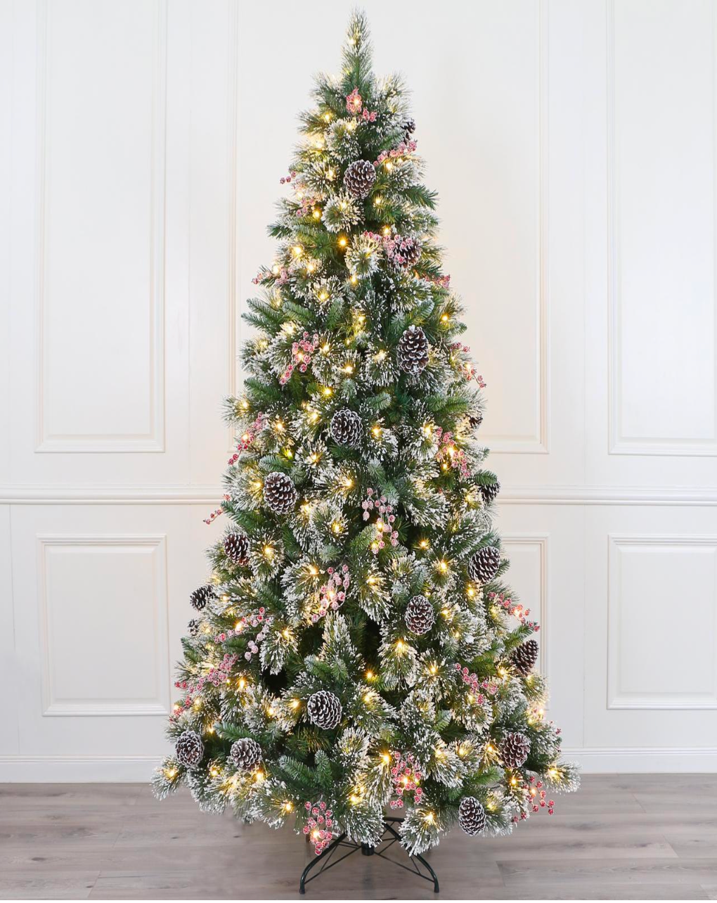 Elegant Frosted Pine Pre-Lit Christmas Tree – Luxury LED Collection - 6 FEET