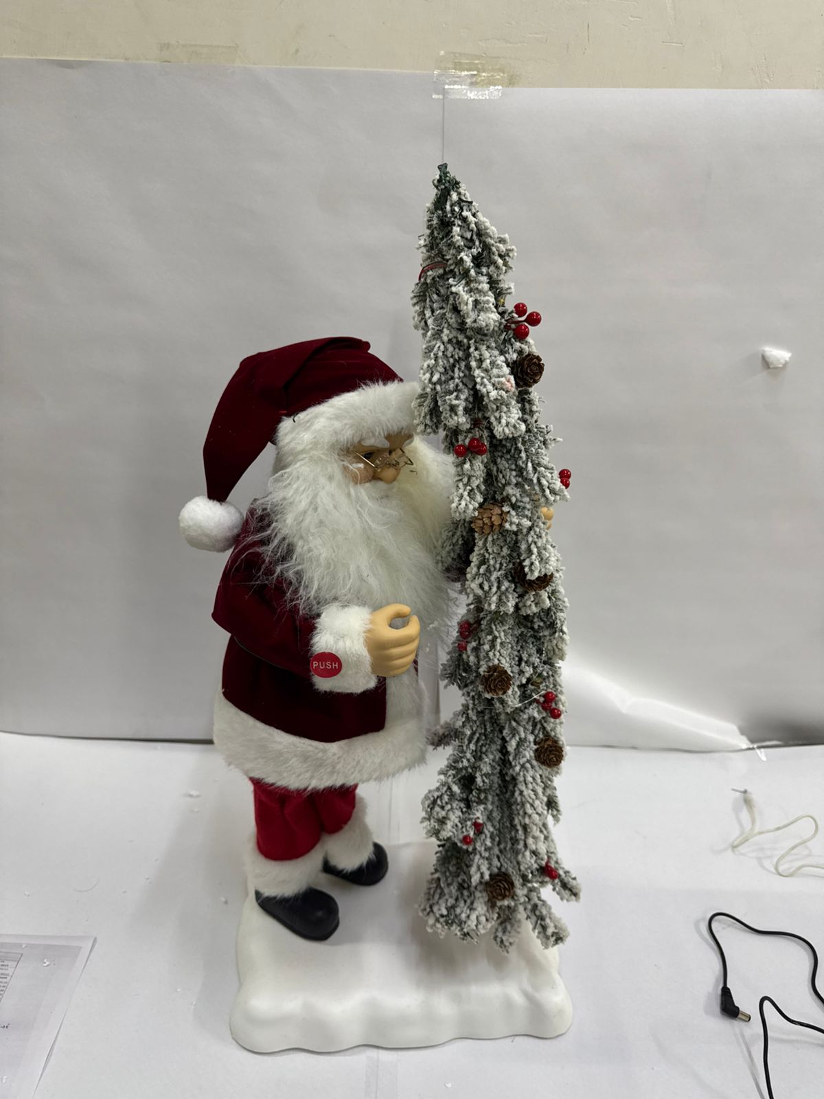 Musical Santa With Moving Hands & Snow-Frosted Christmas Tree