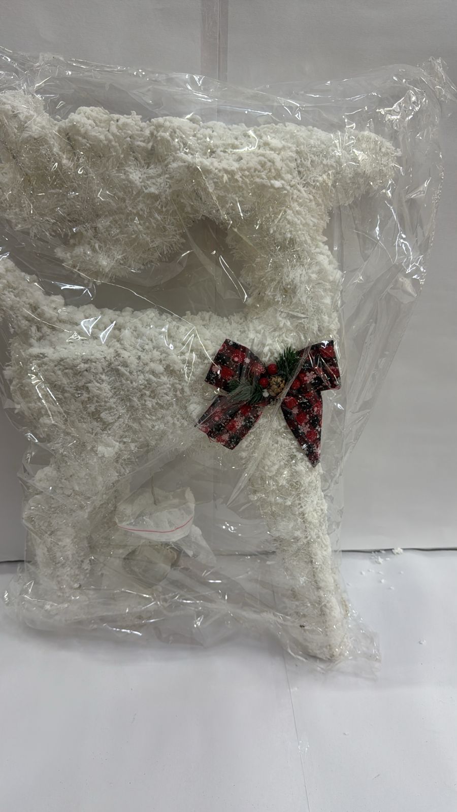 Elegant Snowy White Reindeer with Warm LED Lights & Festive Bow Accent (65 CM )