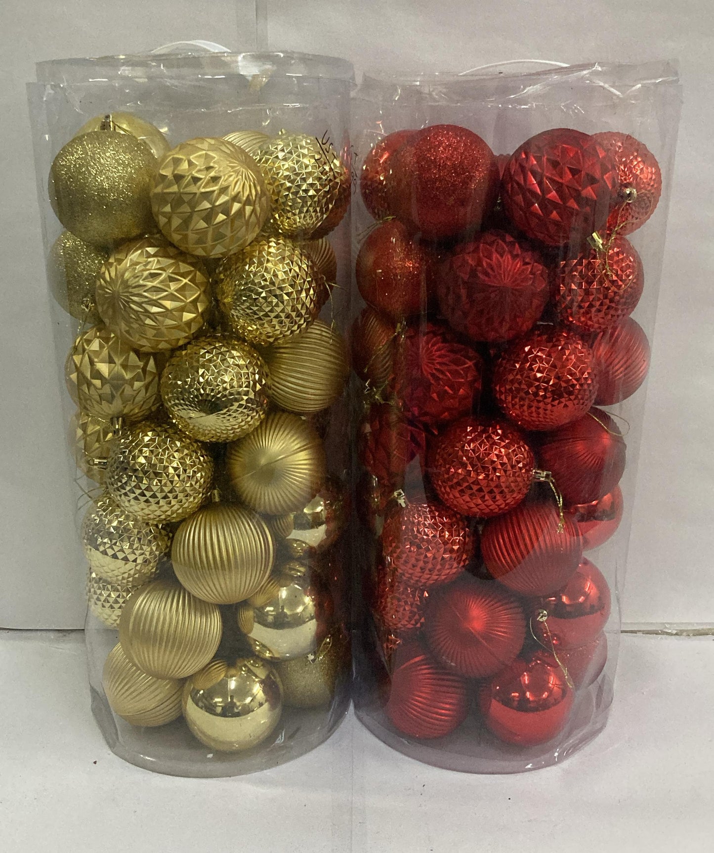 Festive 36-Piece Luxury Ornament Set with Diamond-Cut, Ribbed & Glitter Designs