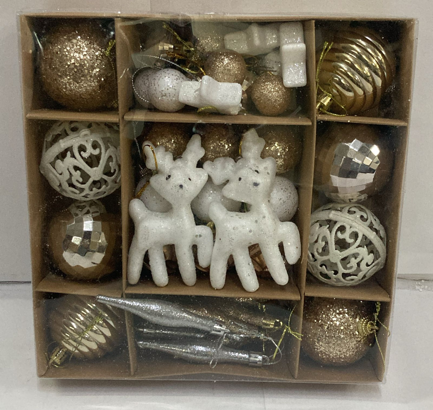 Deluxe Assorted Christmas Tree Décor Set with Reindeer, Baubles & Decorative Ornaments