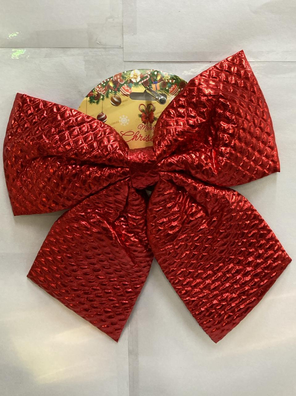 Premium Textured Red Fabric Bow for Christmas Trees, Garlands & Holiday Displays