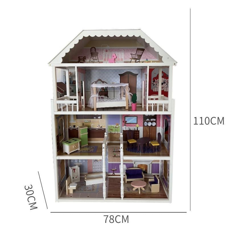 Big Size Wooden Pretend Play DollHouse 3.5 feet