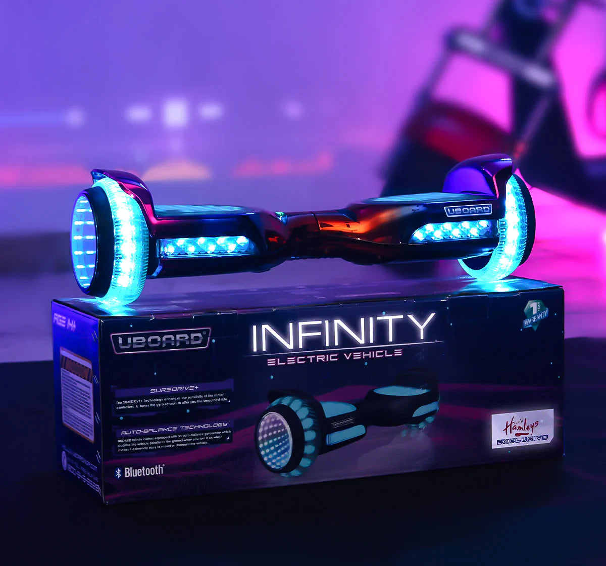 UBOARD Infinity Hoverboard – Translucent Shell, Infinity Wheels(R), LED Lights, Bluetooth Speaker