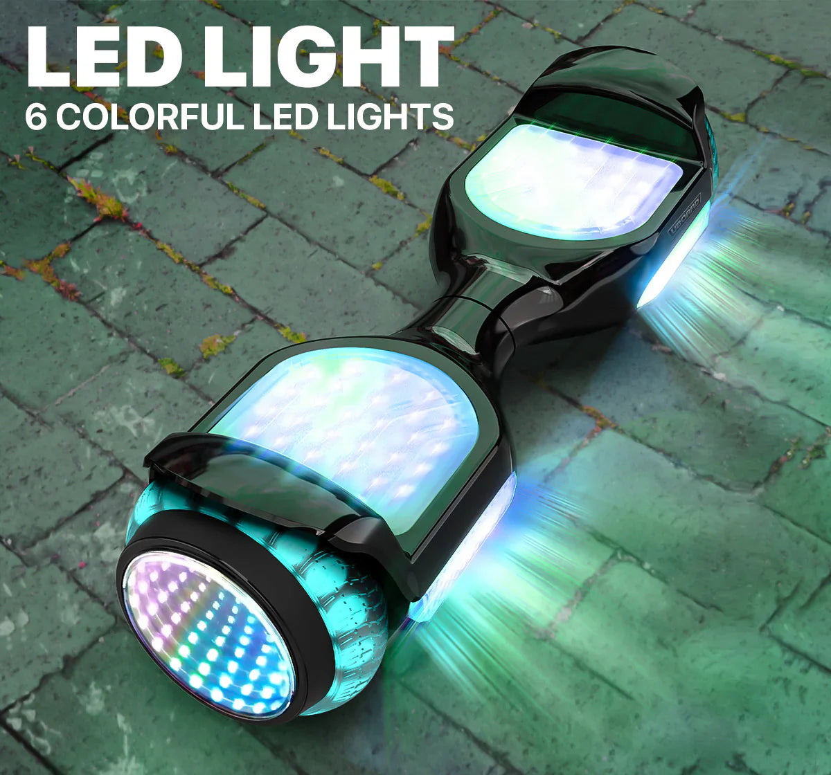 UBOARD Infinity Hoverboard – Translucent Shell, Infinity Wheels(R), LED Lights, Bluetooth Speaker