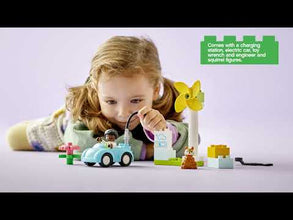 LEGO DUPLO Town Wind Turbine&Electric Car 10985 Building Toy Set (16 Pcs),Multicolor