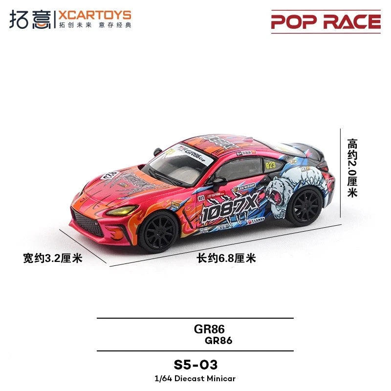 1/64 Pop Race GR86 1087X Racing Model Car