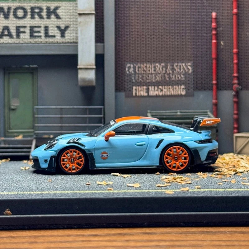 1/64 STREET WARRIOR Porsche 992 GT3 RS GULF Diecast Model Car