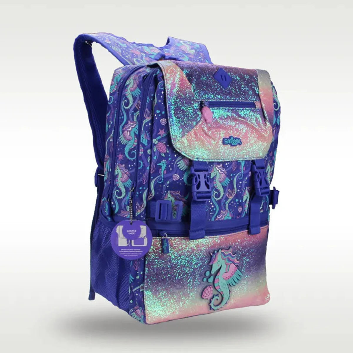 Smiggle Big Size Foldover Backpack for Kids - SEAHORSE