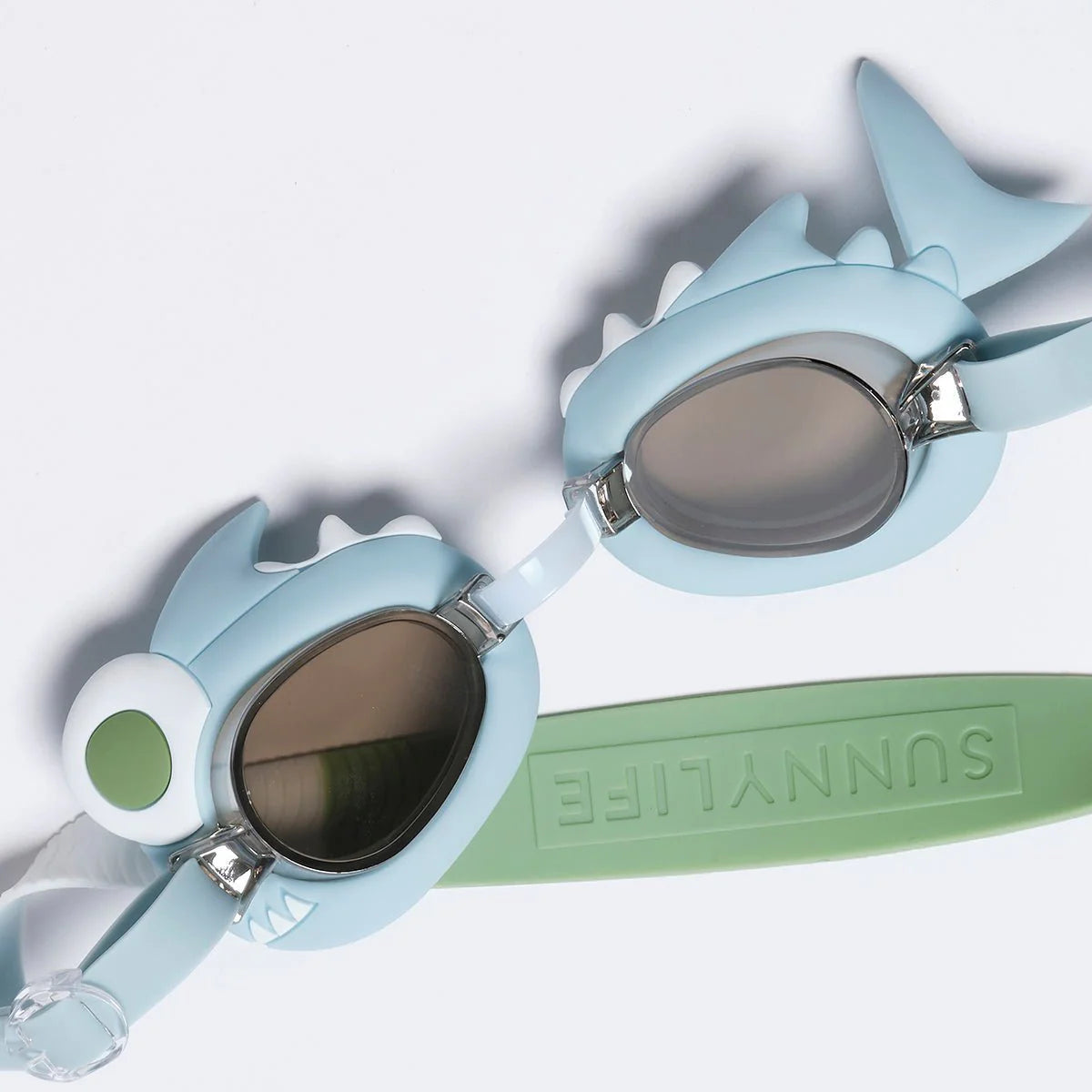 Blue Color Mini Swim Goggles For Kids Shark Tribe Khaki
