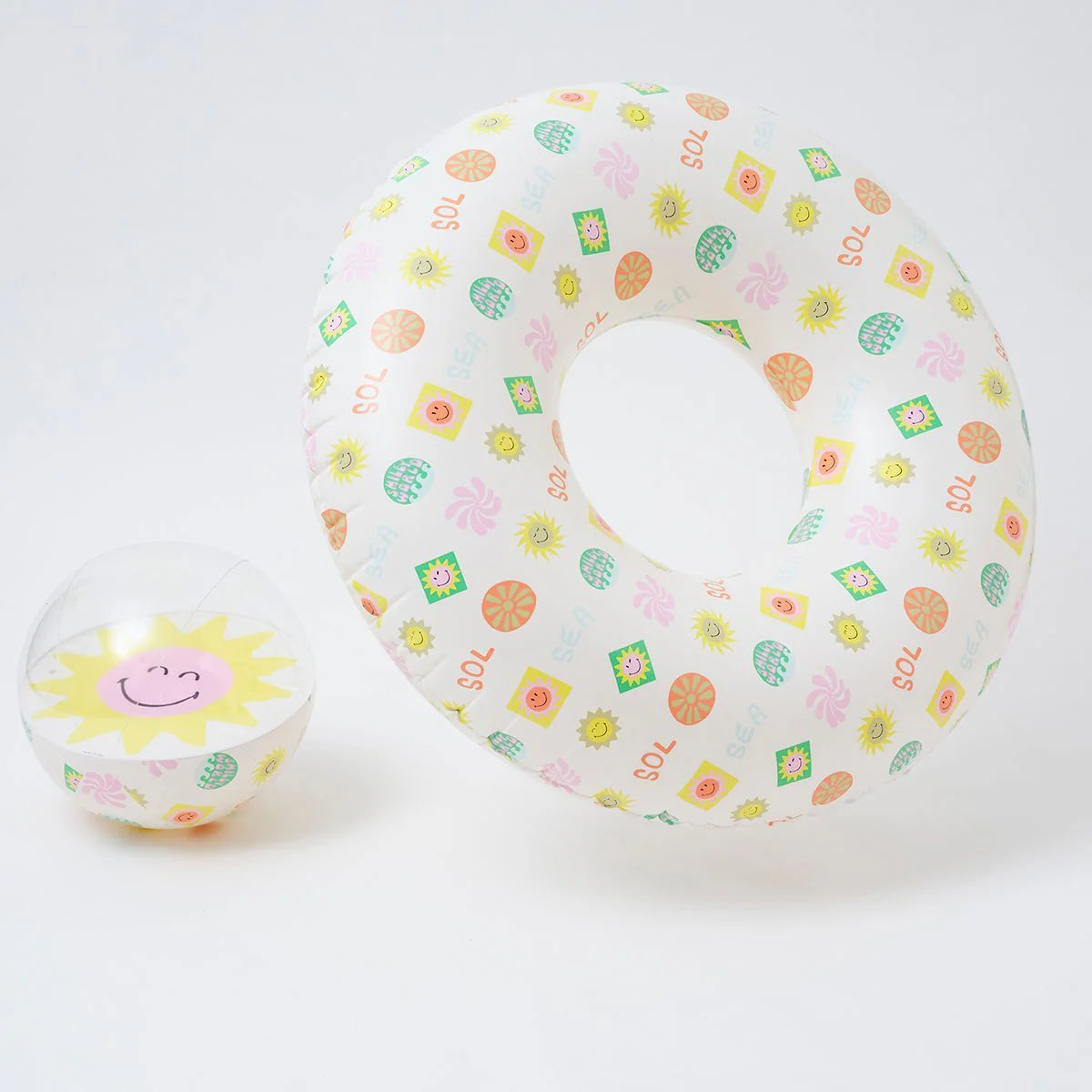 Multicolor Inflatable Pool Ring And Ball Set SMILEY World Sol Sea