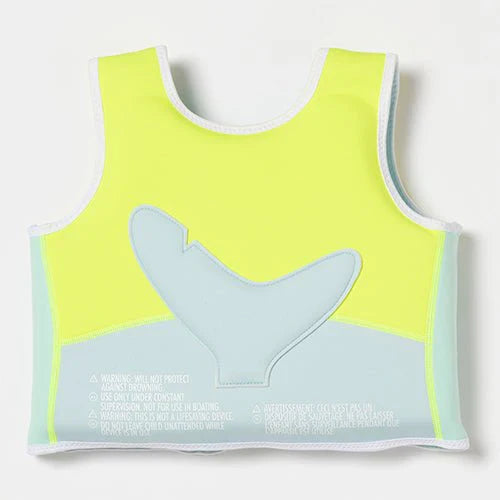 Salty the Shark Swim Vest 1-2 Aqua Neon Yellow