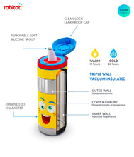 rabitat Clean Lock Stainless Steel Insulated Sipper - Sipper for Kids. Water Bottle for School