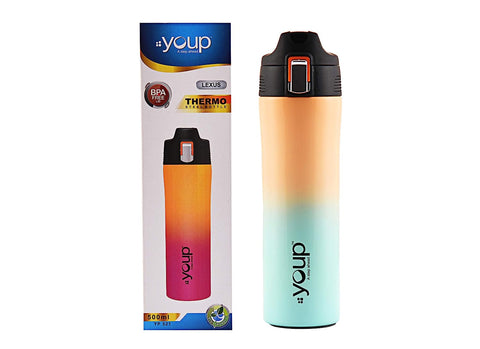 Youp Thermosteel Insulated Peach and Green Color Water Bottle Lexus - 500 ml (Peach Green)