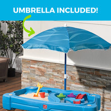 Step2 Cascading Cove Sand & Water Table With Umbrella | Kids Sand & Water Play Table With Umbrella | 6-Pc Accessory Set Included, Blue