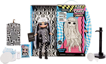 LOL Surprise OMG Lights Groovy Babe Fashion Doll with 15 Surprises Accessories Set | Includes Fashion Doll and Magic Black Light Surprises| Great Gift for Girls | Collectible
