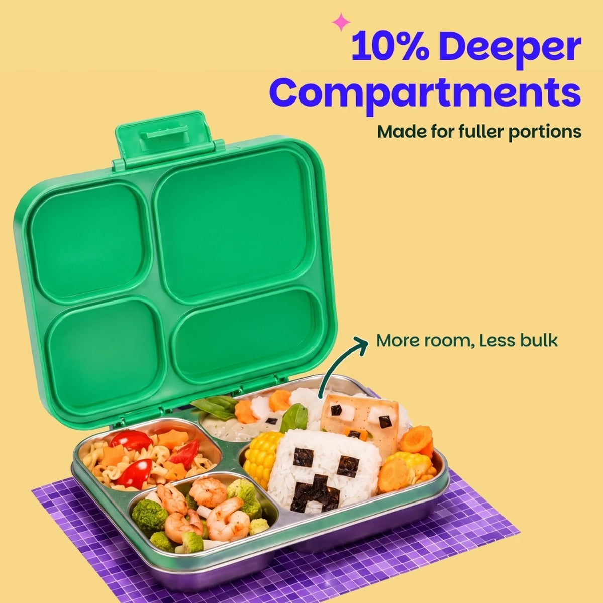 Basil Bento Ace 4C Retro Stack 4-Compartment Stainless Steel Lunch Box