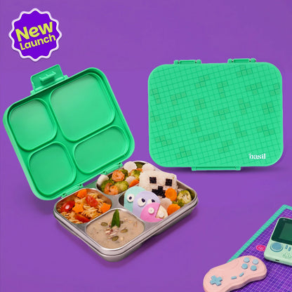 Basil Bento Ace 4C Retro Stack 4-Compartment Stainless Steel Lunch Box