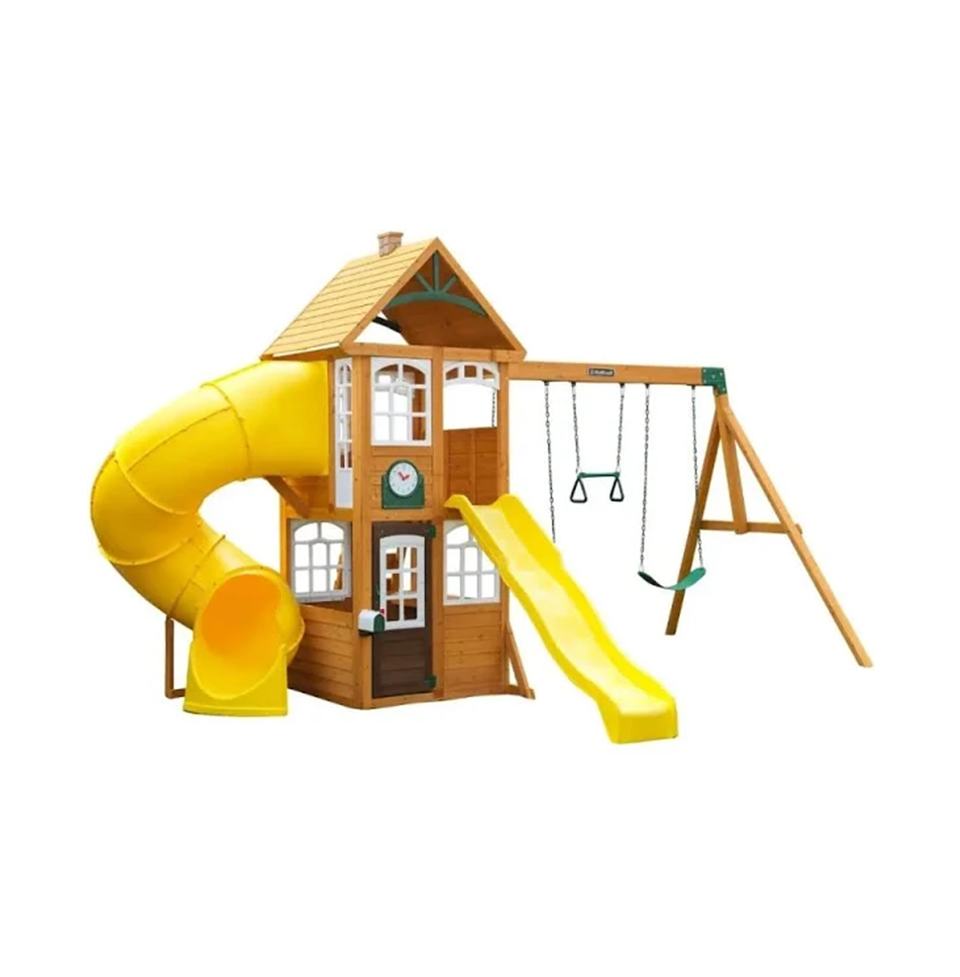 Outdoor wooden store swing set