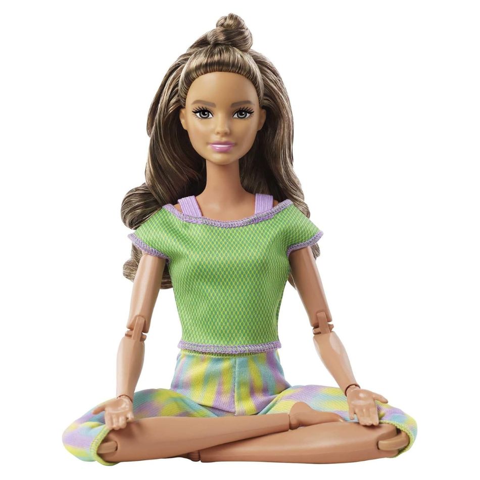 BRAND GXF05 BARBIE MADE TO MOVE DOLL WITH 22 FLEXIBLE JOINTS & LONG WAVY BRUNETTE HAIR WEARING ATHLEISURE-WEAR