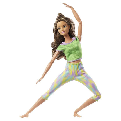 BRAND GXF05 BARBIE MADE TO MOVE DOLL WITH 22 FLEXIBLE JOINTS & LONG WAVY BRUNETTE HAIR WEARING ATHLEISURE-WEAR