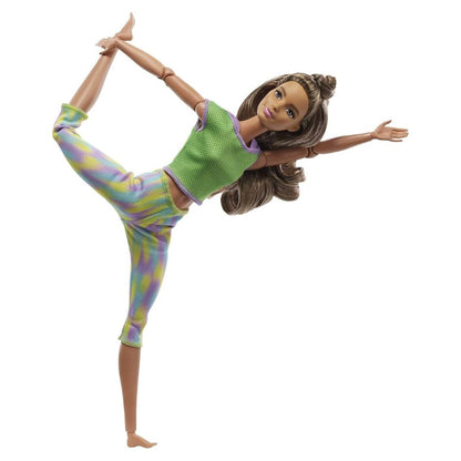 BRAND GXF05 BARBIE MADE TO MOVE DOLL WITH 22 FLEXIBLE JOINTS & LONG WAVY BRUNETTE HAIR WEARING ATHLEISURE-WEAR