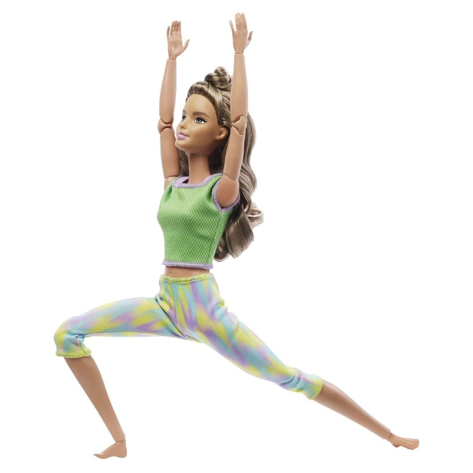 BRAND GXF05 BARBIE MADE TO MOVE DOLL WITH 22 FLEXIBLE JOINTS & LONG WAVY BRUNETTE HAIR WEARING ATHLEISURE-WEAR