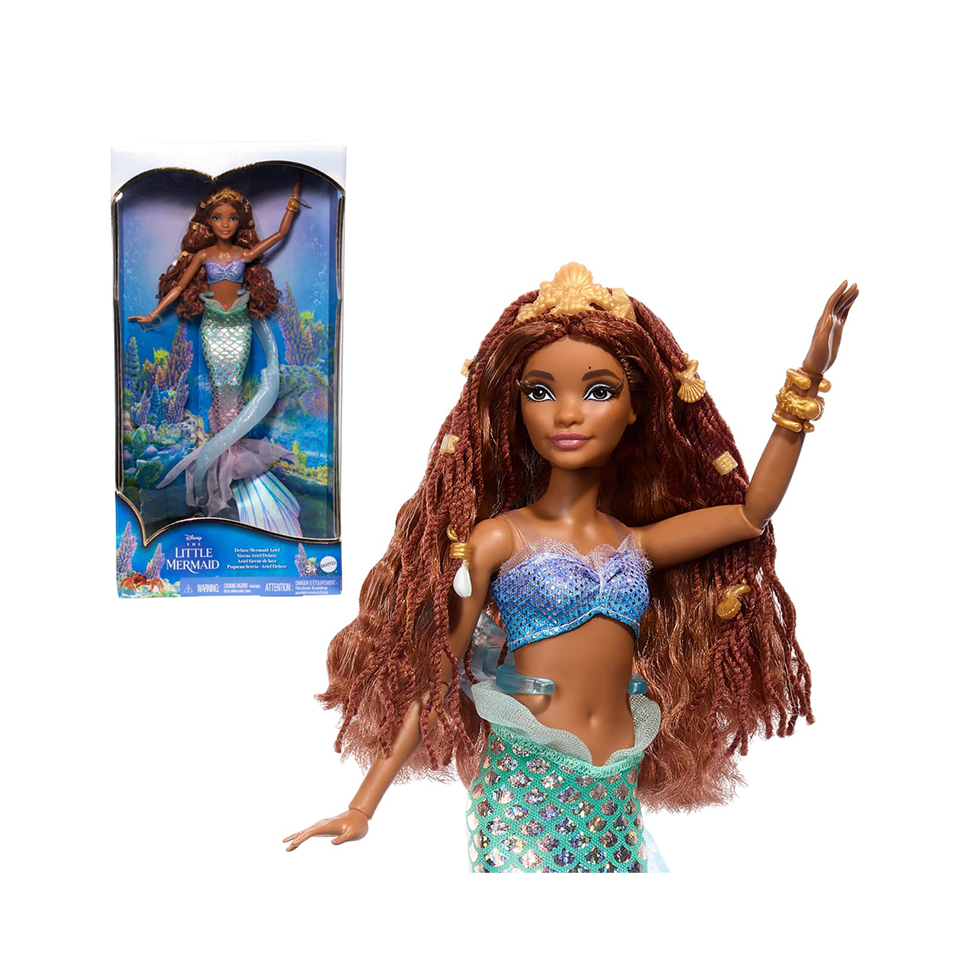 Disney the Little Mermaid Deluxe Mermaid Ariel Doll With Hair Beads And Stand