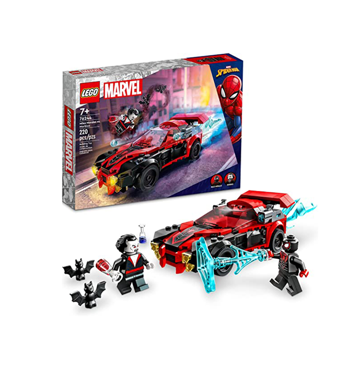 LEGO Marvel Miles Morales vs. Morbius 76244, Spider-Man Building Toy Set for Kids, Boys and Girls with Race Car and Minifigures, Adventures in The Spiderverse