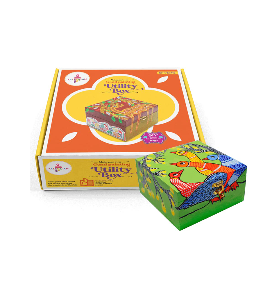 Kalakaram Kids and Adults Make Your Own Gond Painting Utility Box DIY  Activity Box, Painting for Adults and Kids,Painting Set/Kit for Girls and  Boys
