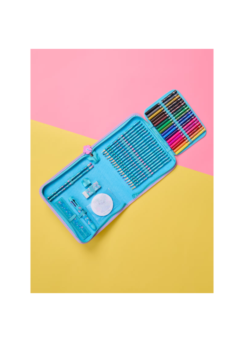 Smiggle All-in-One Kids Stationery Set – School Pencil, Colouring and Writing Kit - STITCH