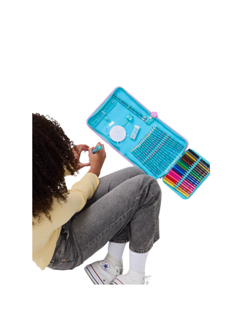 Smiggle All-in-One Kids Stationery Set – School Pencil, Colouring and Writing Kit - STITCH