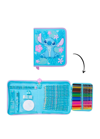 Smiggle All-in-One Kids Stationery Set – School Pencil, Colouring and Writing Kit - STITCH