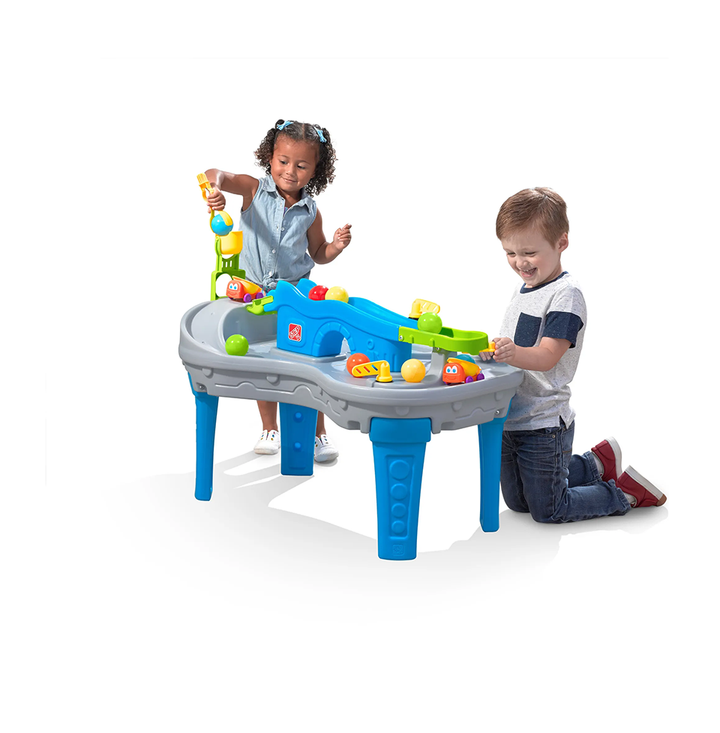 Step2 Ball Buddies Truckin' & Rollin' Play Table | STEM & Ball Toy For Toddlers | Kids Play Table With 12 Accessory Toys Included