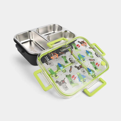 Smiggle Stainless Steel 3 Compartment Lunch Box for Kids - Minecraft